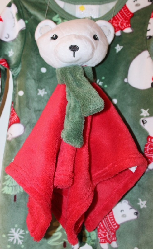 NWT Little Chickadees Infant Boys Green Velour Polar Bear LS Sleeper Set sz 6-9M gallery