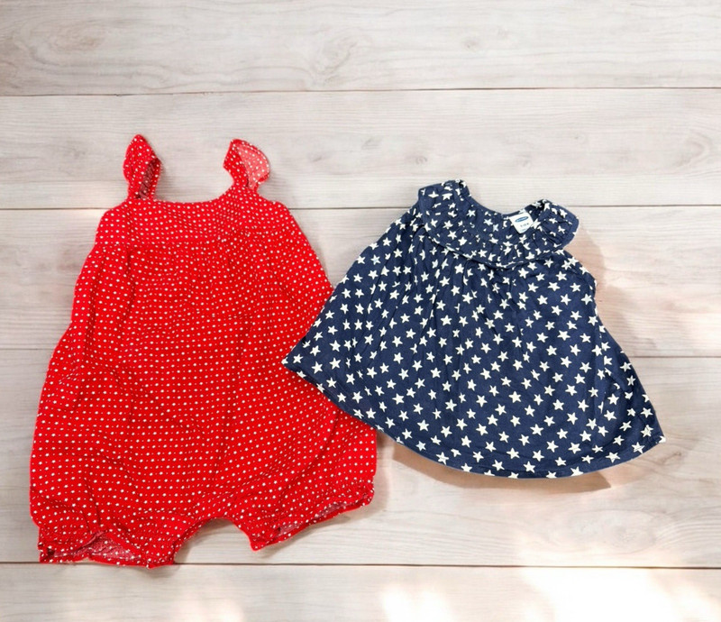 Baby Girl Gap & Old Navy 4th of July Patriotic Romper & Dress 6-12 Months
