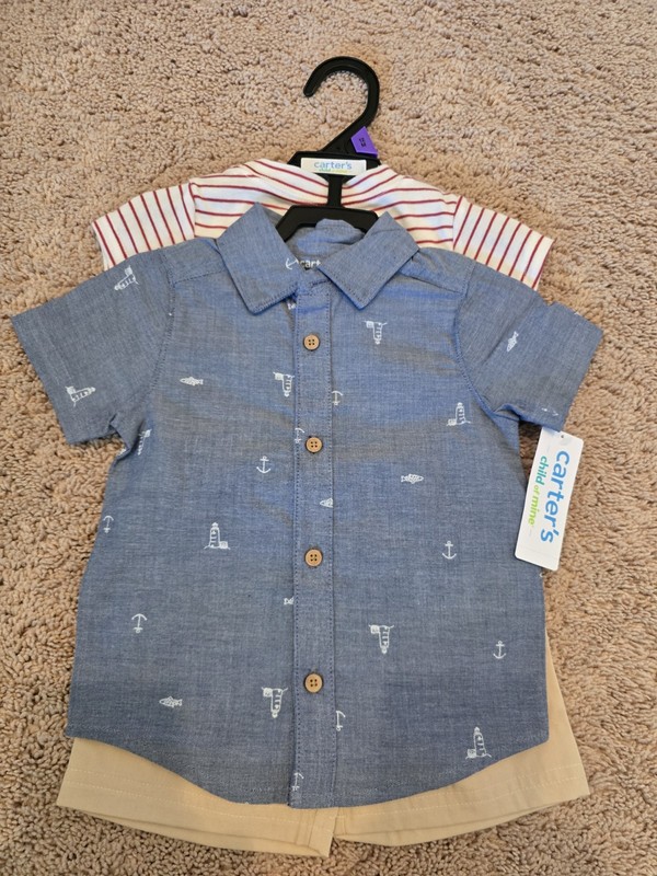 **Carter’s 12M ***3 pc SET *** Nautical** Short Sleeve Shorts***Nwt***FAST S/H