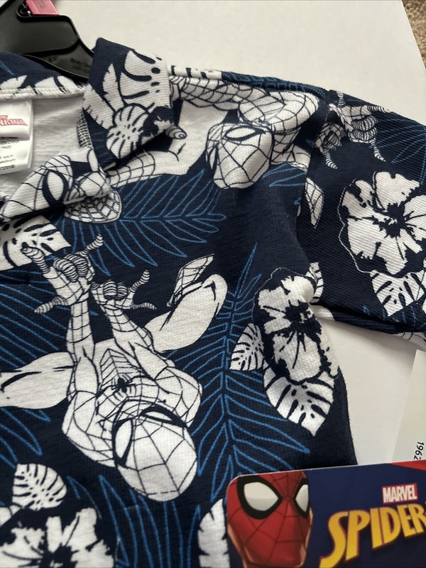 Boys 18 Months Spider Man Resort Set Collar Shirt And Shorts NWT Blue/white gallery