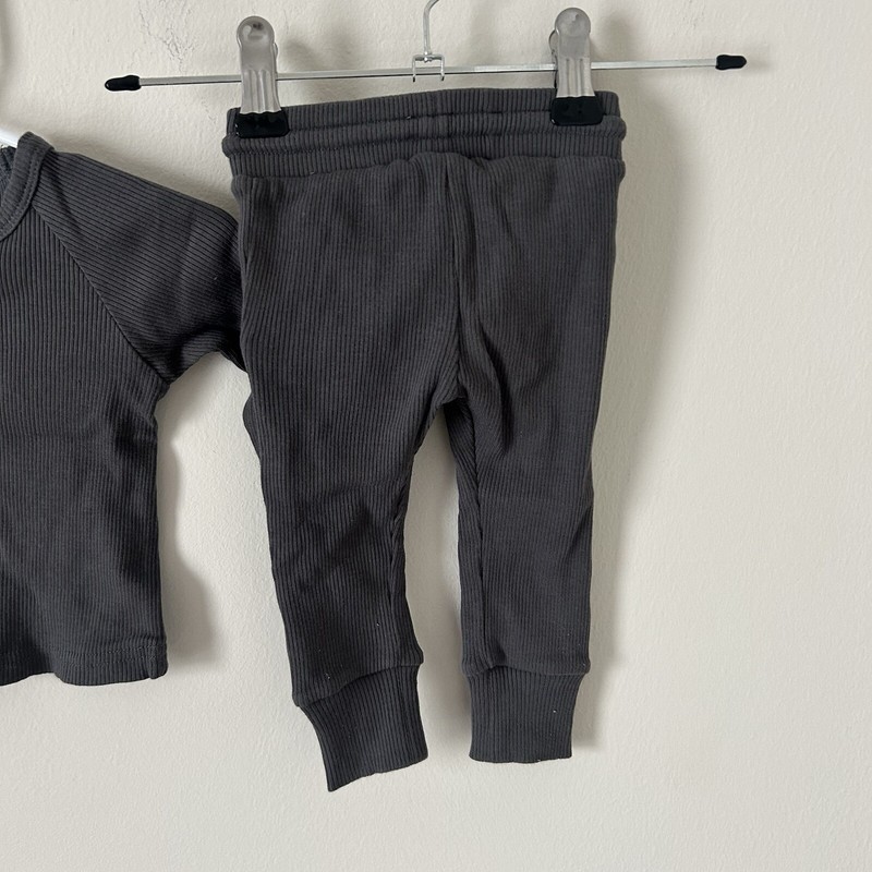 Mebie Baby Ribbed Lounge Set Dark Grey 3-6 Months Organic Cotton gallery