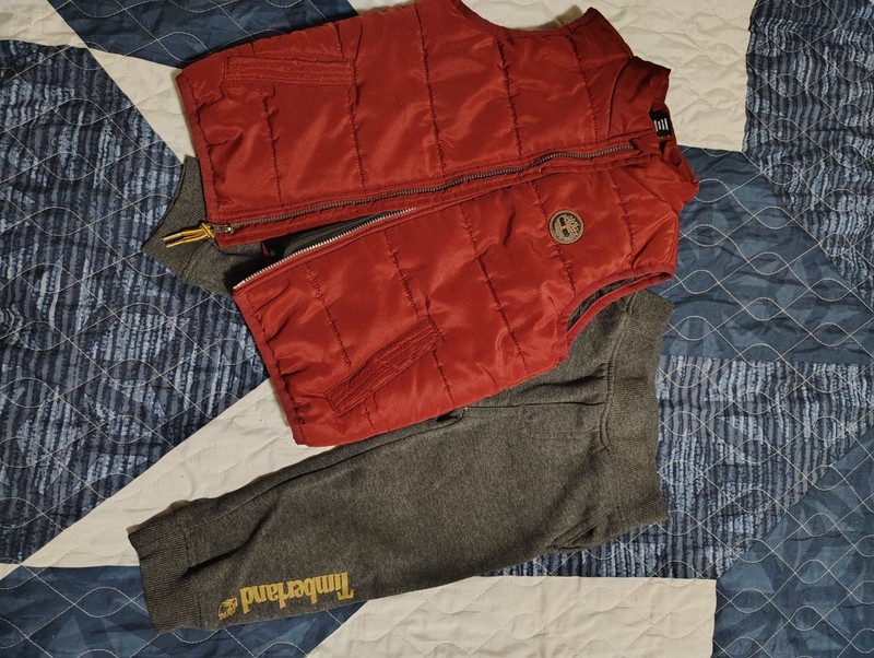 Timberland Toddler Boys 2-Piece Outfit Red And Grey, Size 3t