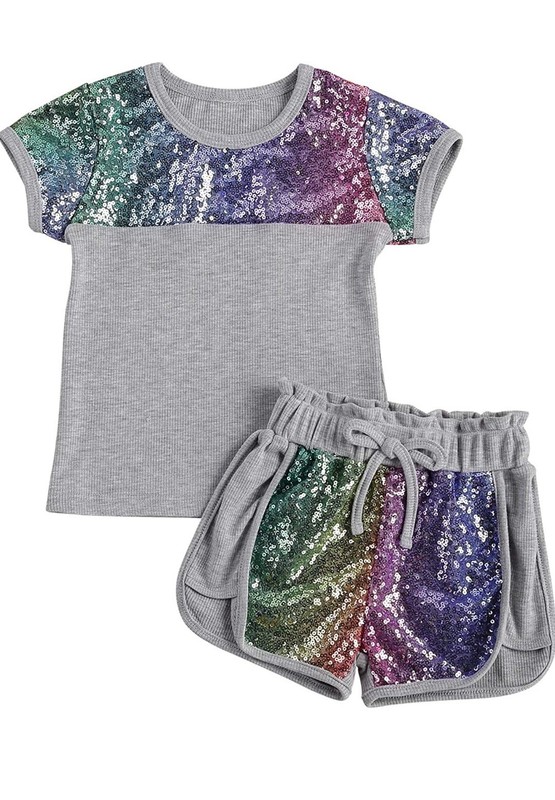 GIRL party 4-5 years Clothes Sequins Pocket Knitted outfit set