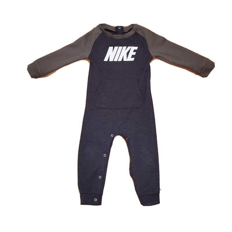 Nike Baby Coverall 24 Months Thermal Green Black Snaps Cotton Polyester VGUC
