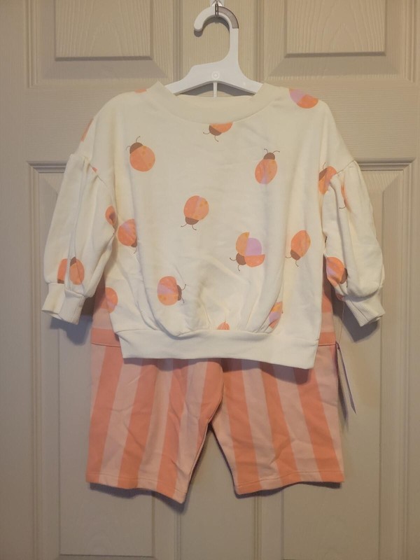 Cat & Jack Toddler 2T Peach Print Sweatshirt and Shorts Set