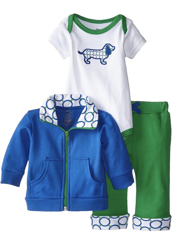 Unisex baby cotton hoodie, bodysuit or t-shirt and pants.