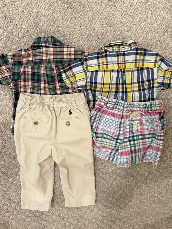 Lot of 4 Assorted Ralph Lauren Toddler Boys’ Bundle Plaid Logo Clothing, 12M gallery