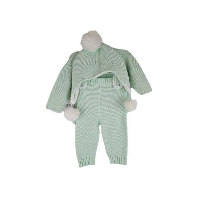 Rene Rofe Unisex size 0-3 Months Mint Green Knit Baby Sweater Pants and Hat Set gallery