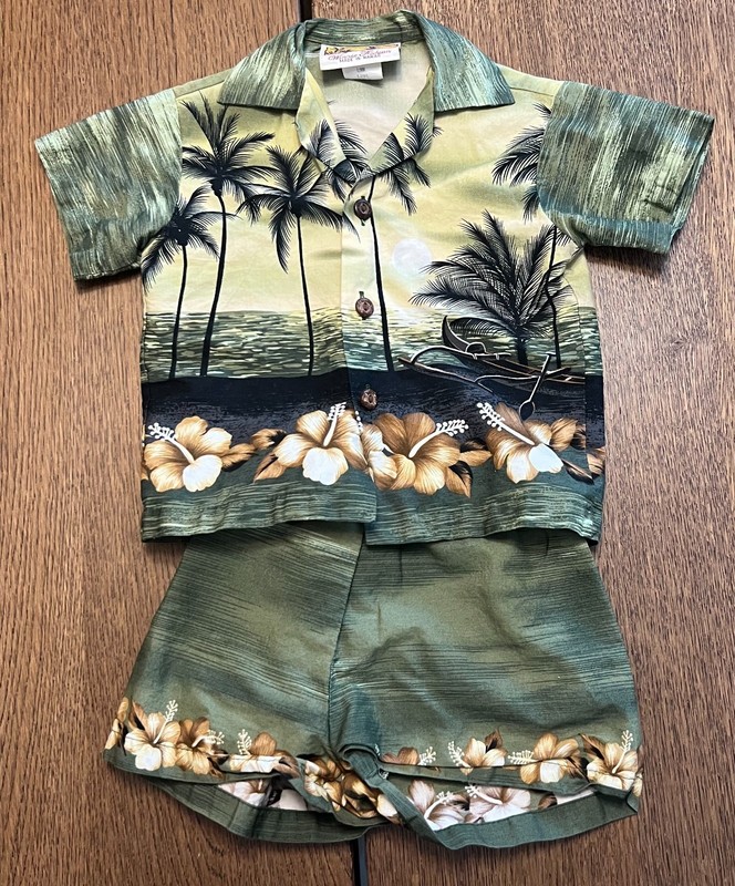 Vintage Winnie Fashion Hawaiian Cabana Set Size 12M Made in Hawaii