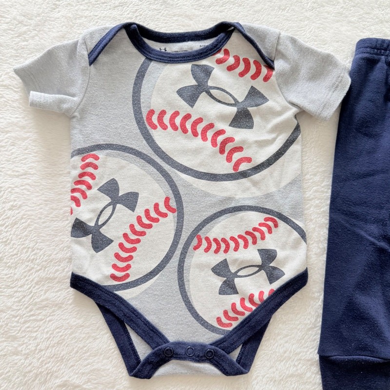Under Armour Baby Boys Baseball Bodysuit and Pants Set Gray Navy 6/9M gallery