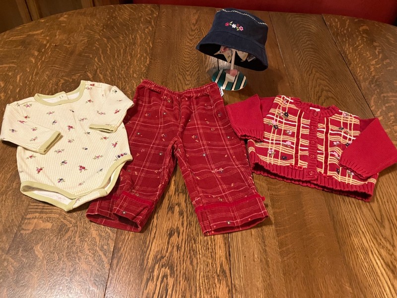 Vtg Gymboree 01 Mad About Plaid bodysuit corduroy pants sweater 6-12 12-18 hat