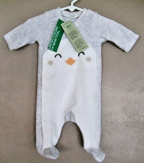 NEW UNITED COLORS of BENETTON Girls Faux Fur Bodysuit 0-1 Months Snap Close