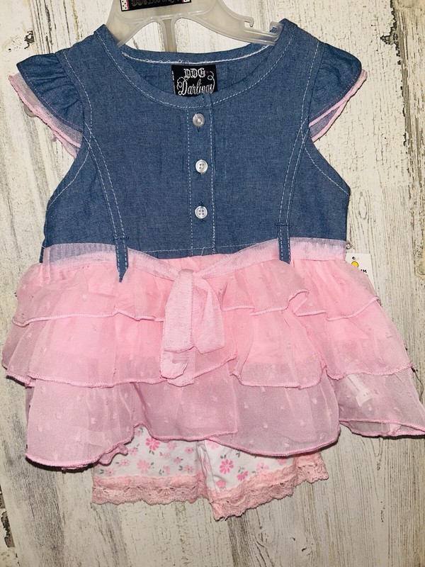 NEW Baby Girl 2-Pc Outfit Leggings Cap Sleeve Dress Size 24 Months Pink Floral