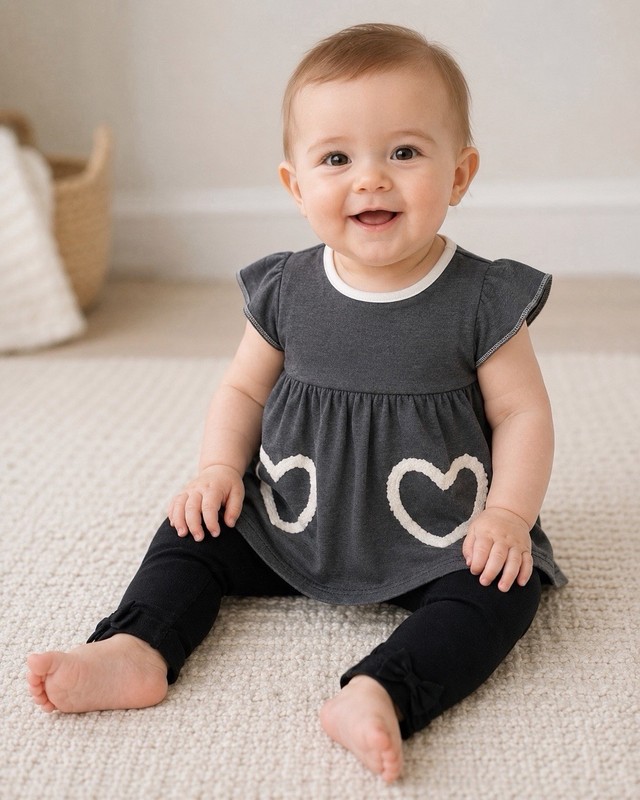 First Impressions Baby Girls Heart Tunic & Leggings Pants Set 2 Piece Size 6-9M