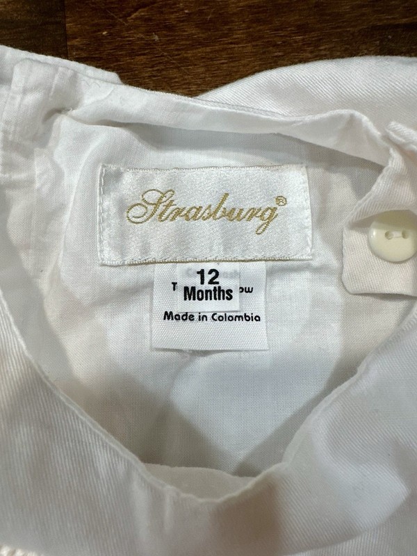 STRASBURG Boys 12 Mos Smocked One Piece Romper Christening Wedding Formal White gallery
