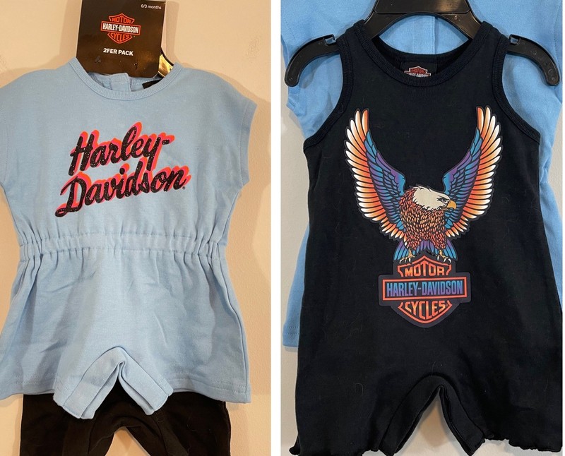 Harley-Davidson Baby Girls 0-3 months Romper Set, LOT of 2 NEW one piece summer