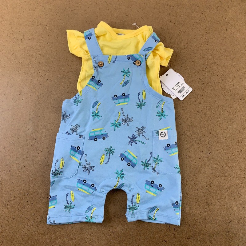 Free Planet Baby Size 3-6 Months Cool Blue Surf Print 2 Piece Set NWT
