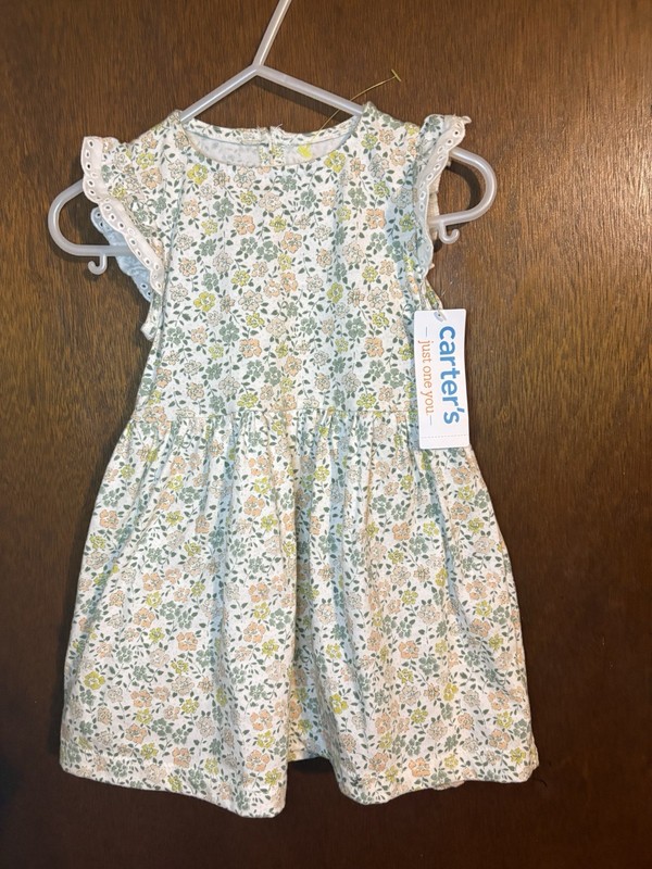 CARTER’S GIRL 18 month White Blue SUMMER DRESS AND BOTTOM SET