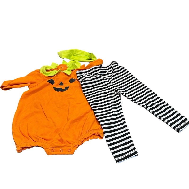 Cat & Jack 12 Month Halloween Pumpkin Outfit 3 Pc Set Pant Bodysuit Hairbow