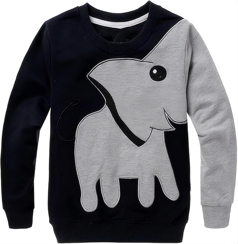 Boys’ Cotton Elephant Pullover Hoodie Long Sleeve Sweatshirt for Toddlers