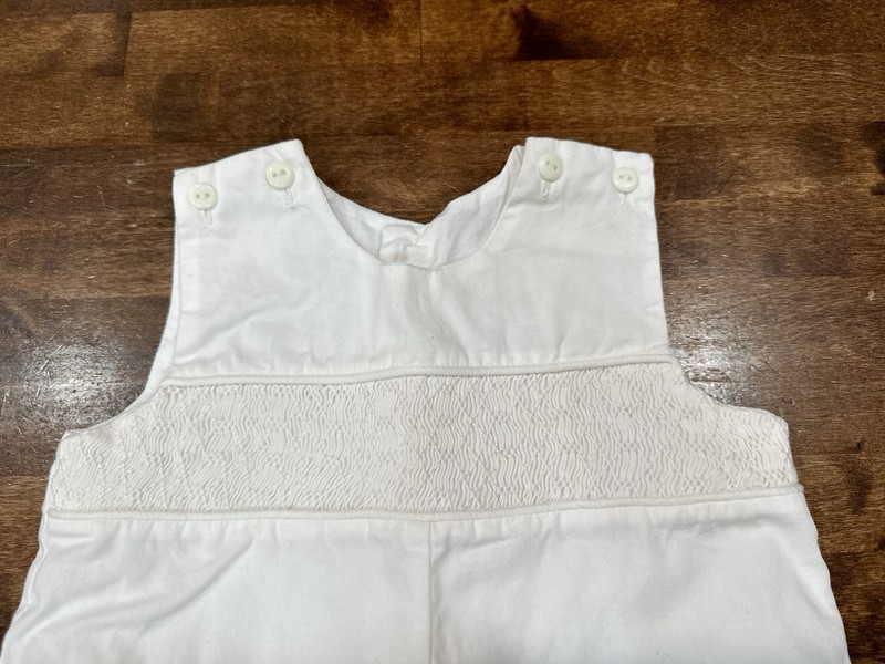 STRASBURG Boys 12 Mos Smocked One Piece Romper Christening Wedding Formal White gallery