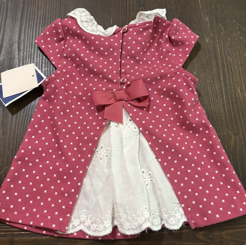 PINK W/ BOW CATHERINE MALANDRINO GIRLS 3-6 MONTH Eyelet Collar Peek A Boo Dress