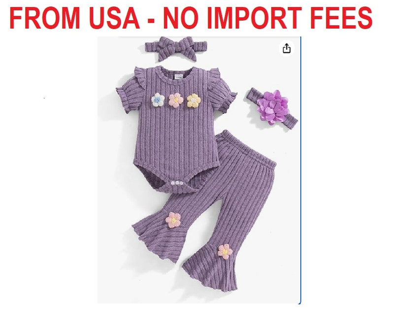 Vibebox Baby Girl Clothes Newborn Preemie Summer Outfits Short Sleeve Ruffle Rom