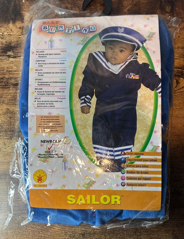 Infant Newborn SAILOR Bunting with Headpeice Costume (0-9 months)