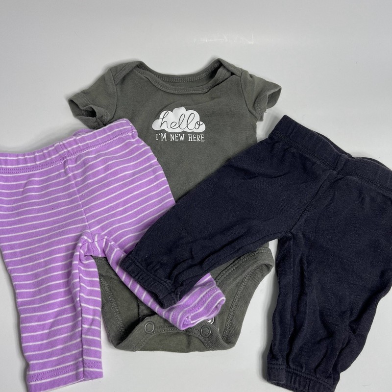 Carters Newborn Outfit Set NB Gray Top Pants Bundle Cotton Baby Casual