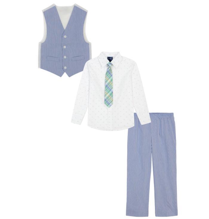 Nautica Toddler and Little Boys Pin Cord Machine Washable Vest Set - Bright Blue gallery