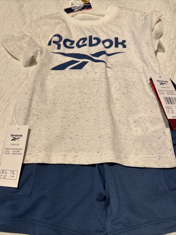 Reebok Baby T- Shirt & Shorts Set Size 4T Blue White Summer Outfit
