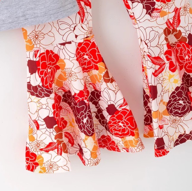 NEW Boutique Thanksgiving Turkey Girls Tunic Floral Bell Bottoms & Scarf Outfit gallery