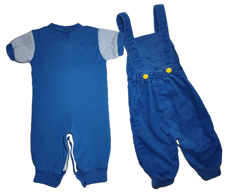 Health-Tex Vtg Baby Boy 3 6 Mos Outfit Lot Blue Helicopter Stripe Corduroy 2pc gallery