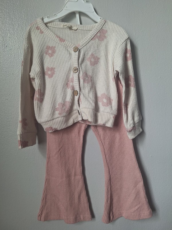 Jessica Simpson Baby Girls 18 Months Cardigan & Pants Set Floral Pink/White