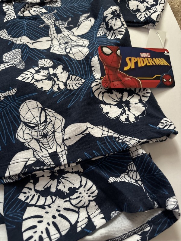 Boys 18 Months Spider Man Resort Set Collar Shirt And Shorts NWT Blue/white gallery