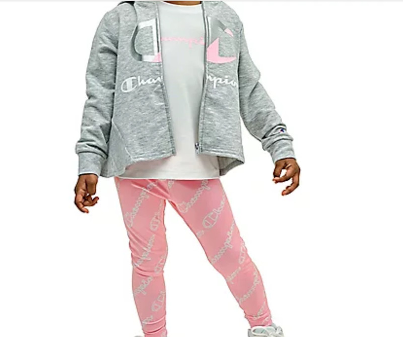 New Girls Champion pink, white and gray 3 pc Tee, Hoodie, & Legging set size 4T