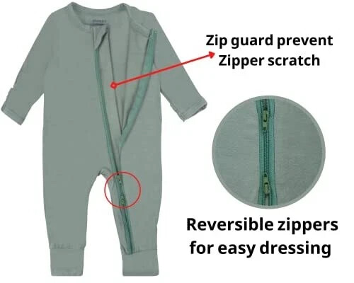 Baby Boy Girls Footless Snug Fits Sleepers Rayon Long Sleeve with Mitten Cuff... gallery