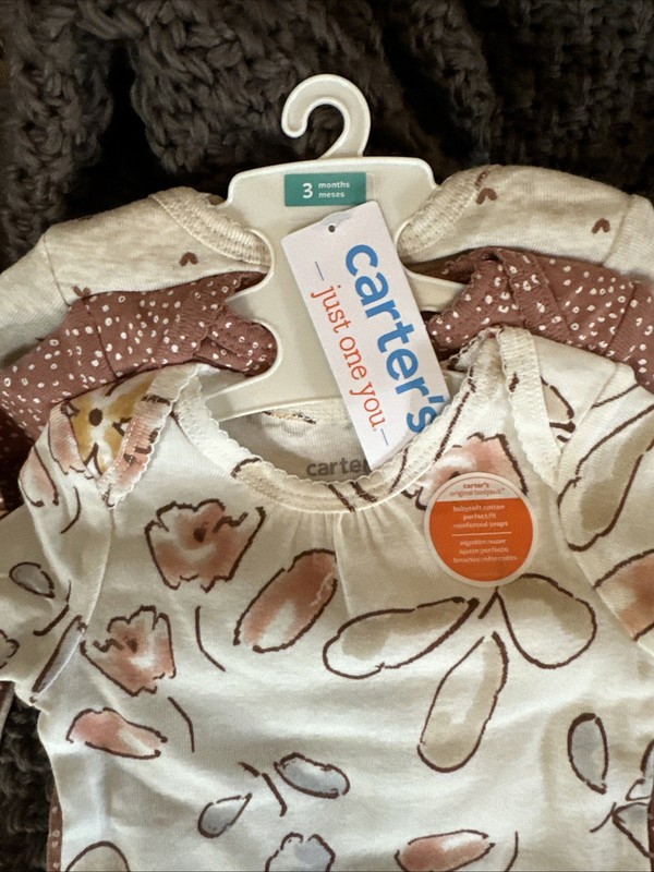 Carter's Just One You Baby Girls 3pk Long Sleeve Bodysuit- Size 3 Months gallery