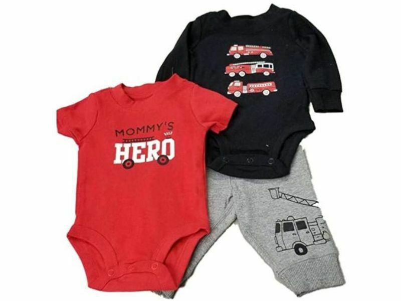 Carter’s 3 Piece Set Red/Grey/Black Fire Truck 6 months 24-27in/ 12.5-17 lb