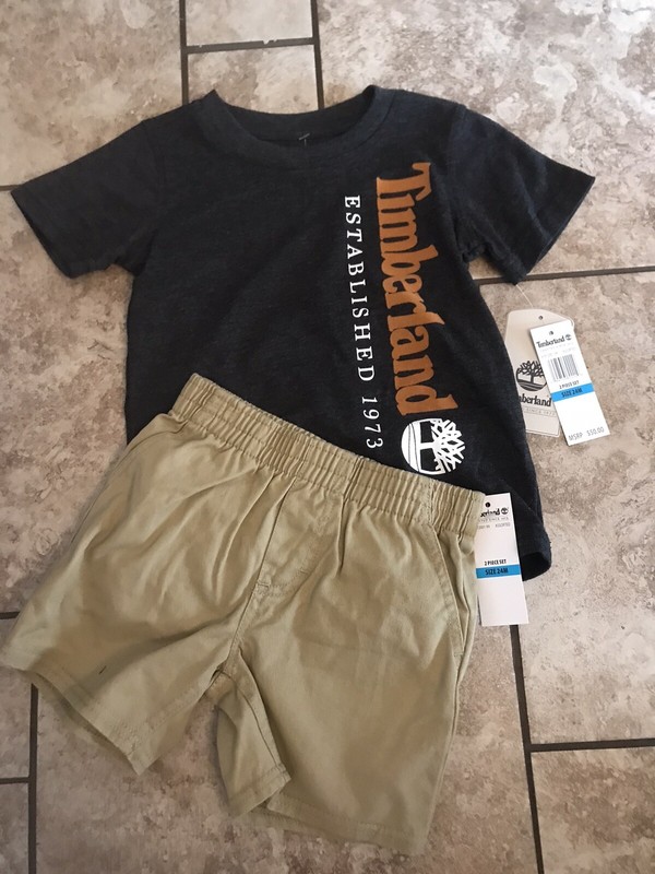 NWT Timberland Baby Boys 18 Month T-Shirt & Shorts Set Durable Cotton Twill