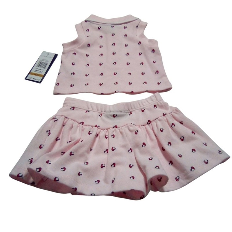 Tommy Hilfiger Pink Baby Girl 0-3M 2 Piece Ensemble Set Logo Hearts Design gallery