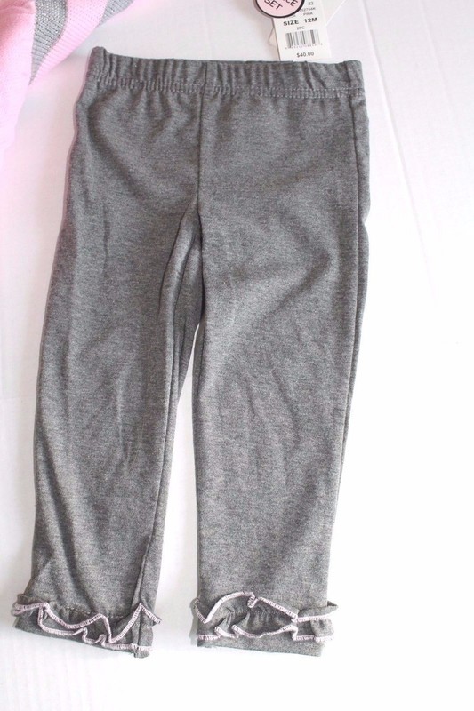 Little Lass Pink & Gray Sweater Dress & Leggings Outfit Infant Girl 12 Months gallery