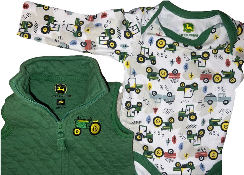 John Deere Baby Outfit tractor Shirt Suit, Vest & Cutie Pie Pants, 6/9M gallery