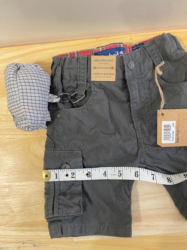Timberland Baby Boy Short + Foldable Hat Set, Cotton, 6 Month, Olive Green, New, gallery