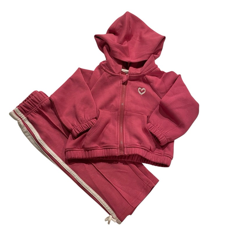 WONDER NATION Girl 2 Piece Jogging Suit NWT Size 12M Pink Activewear Travel Hood