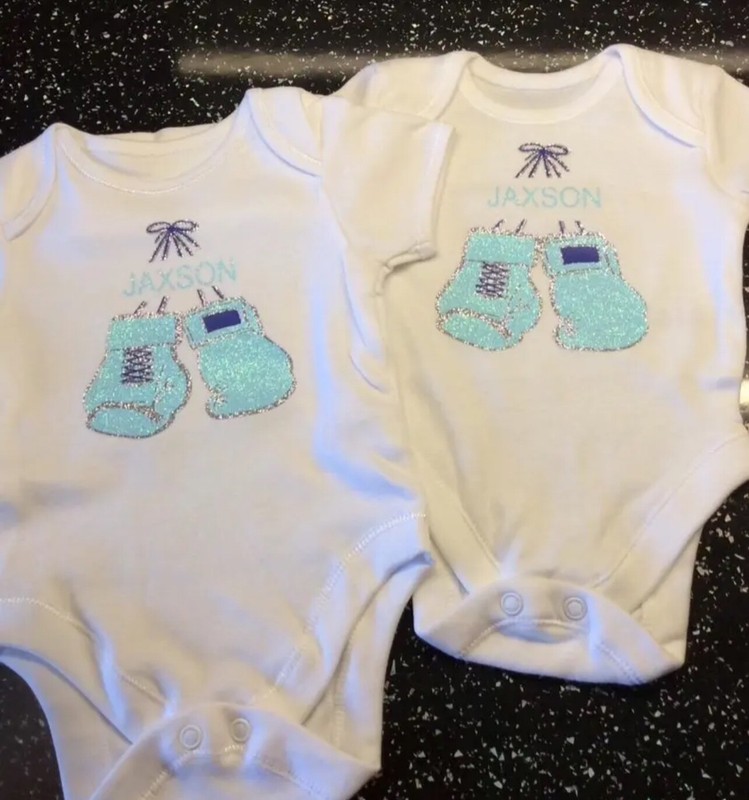 Romany Spanish Baby Boys’ Personalised Bodysuits x 2 Gift Any Size