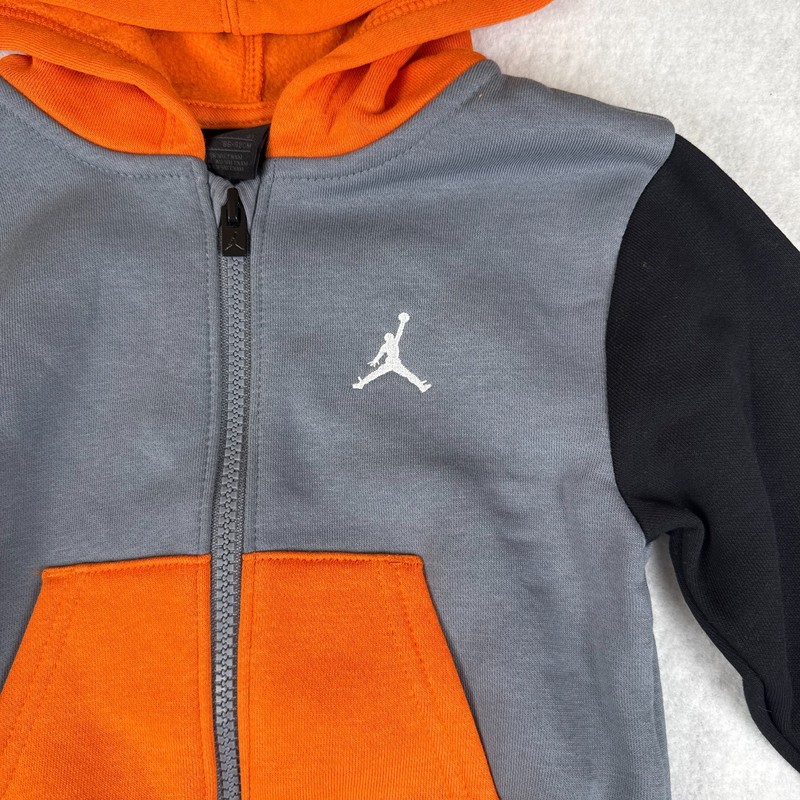 Jordan 24M Black Gray Orange 2 Piece Fleece Hoodie Tracksuit Set NWT gallery