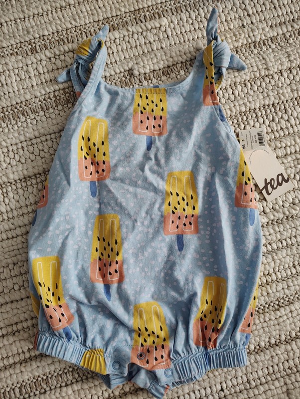 9-12 Months Popsicle Tie Shoulder Romper NEW