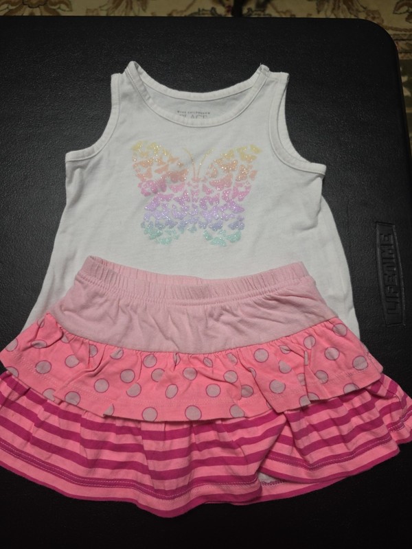 Girls Sz 12m Layered skort And Tank Outfit CUTE!