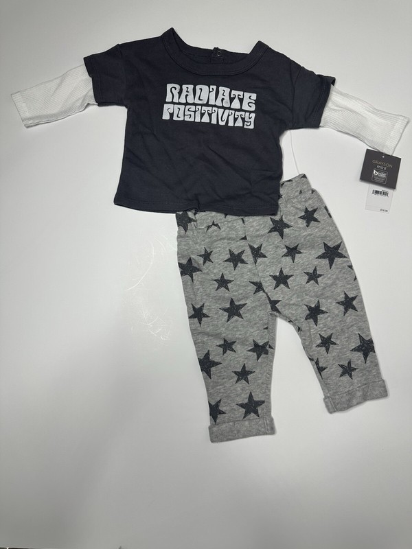 Grayson Mini Outfit Infant Baby Size 3-6 M Pants & Long Sleeve Shirt Stars